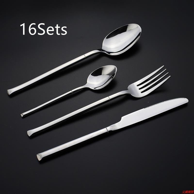 Square Handle Stainless Steel Flatware Four-Piece Set