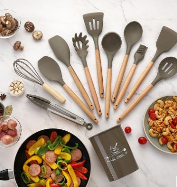 Silicone Cooking Utensils Set Several Color Options