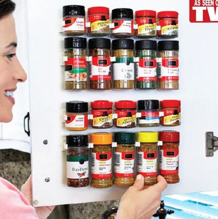 Clip & Store Kitchen Spice Storage Rack And Bottle Organizer