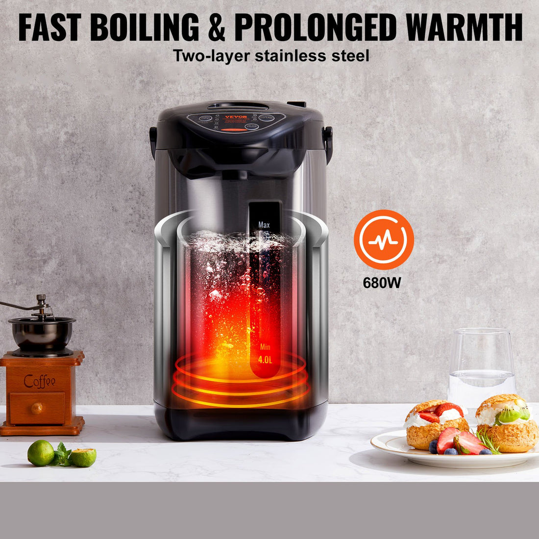 Four Liter Stainless Steel Hot Water Dispenser With Temperature Control