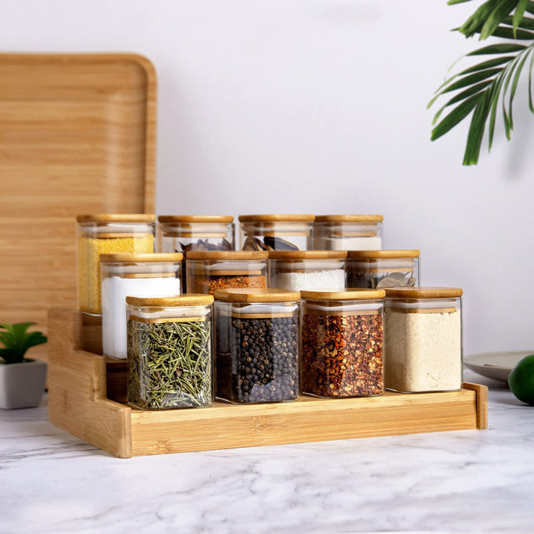 Spice Jar Set with Bamboo Lids