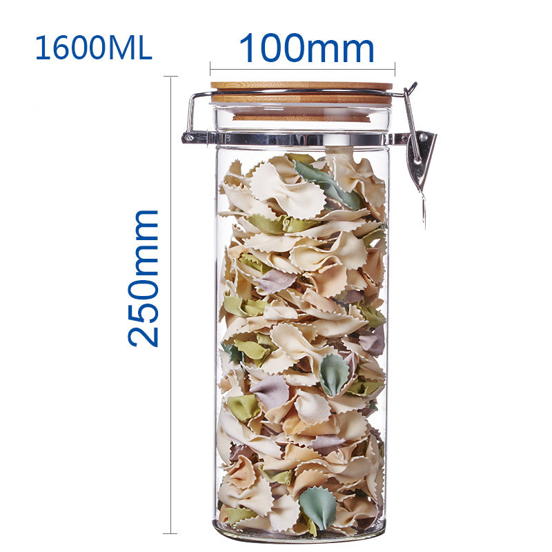 Glass Storage Jar with Stainless Steel Buckle Lid