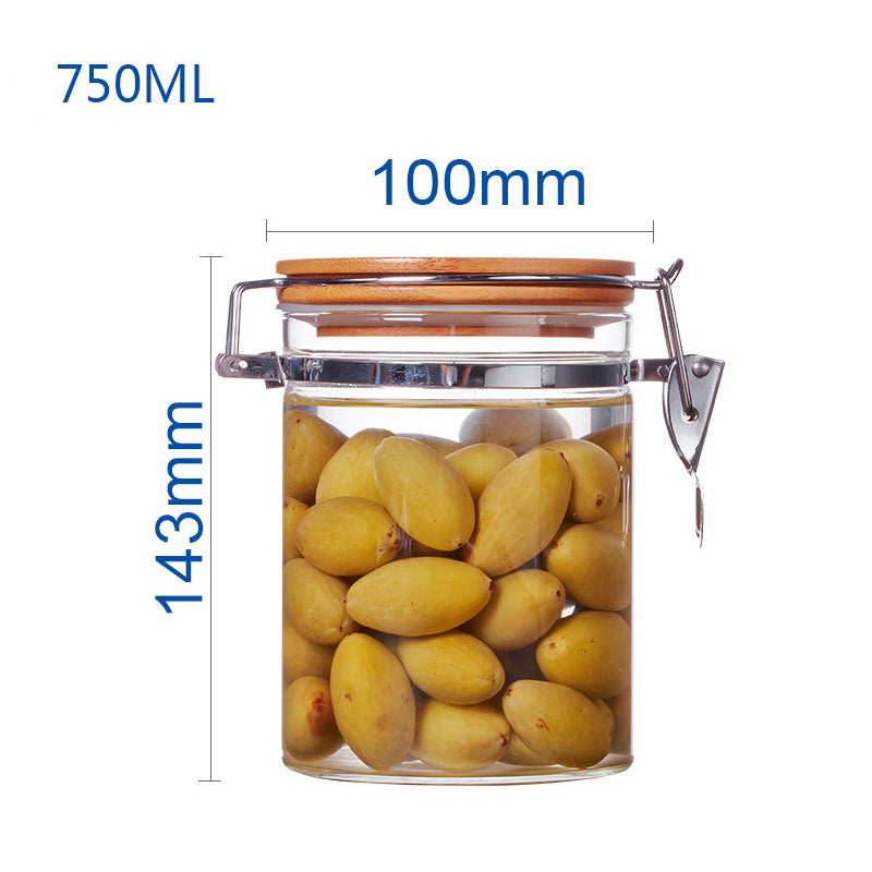 Glass Storage Jar with Stainless Steel Buckle Lid
