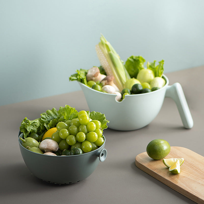 Double Layer Rotating Fruit And Vegetable Draining Basket