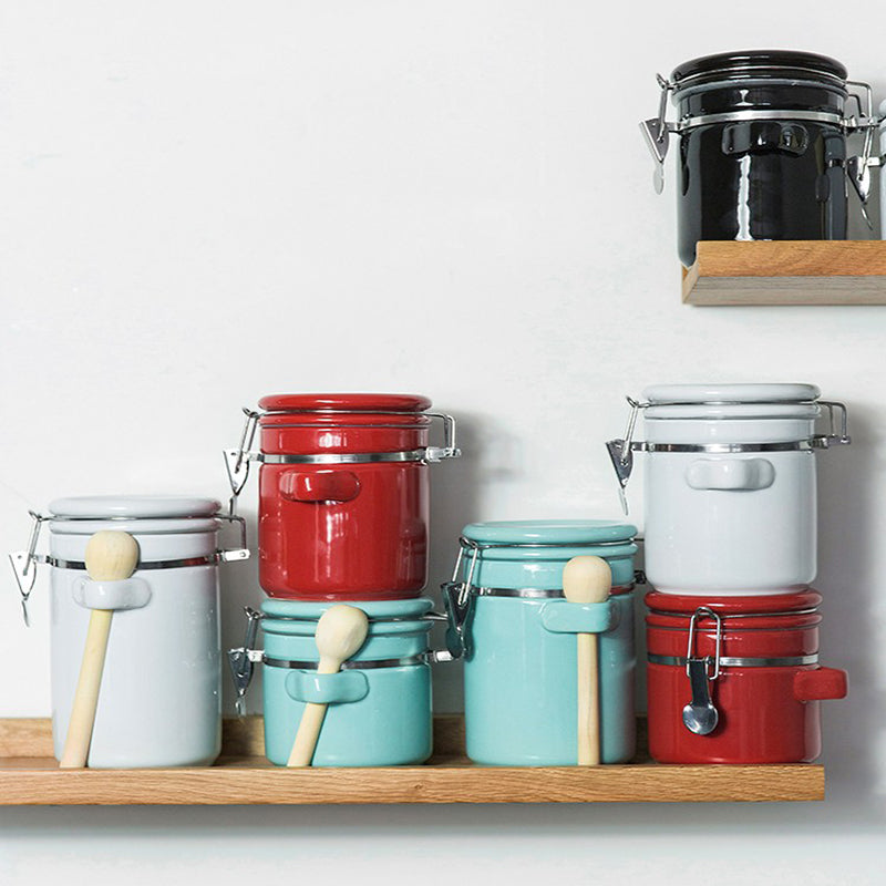White Ceramic Sealed Jar with Lid