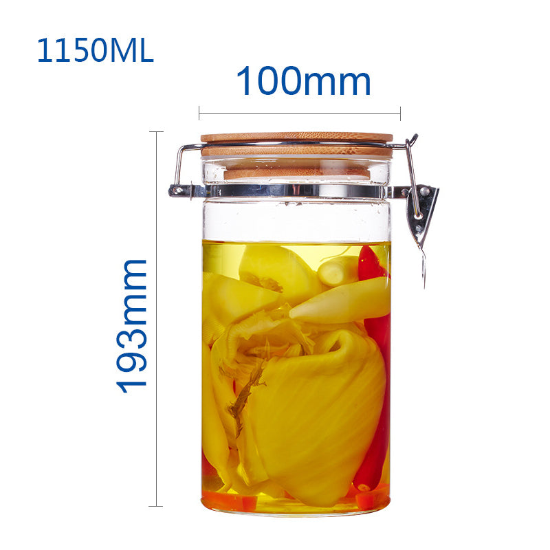 Glass Storage Jar with Stainless Steel Buckle Lid