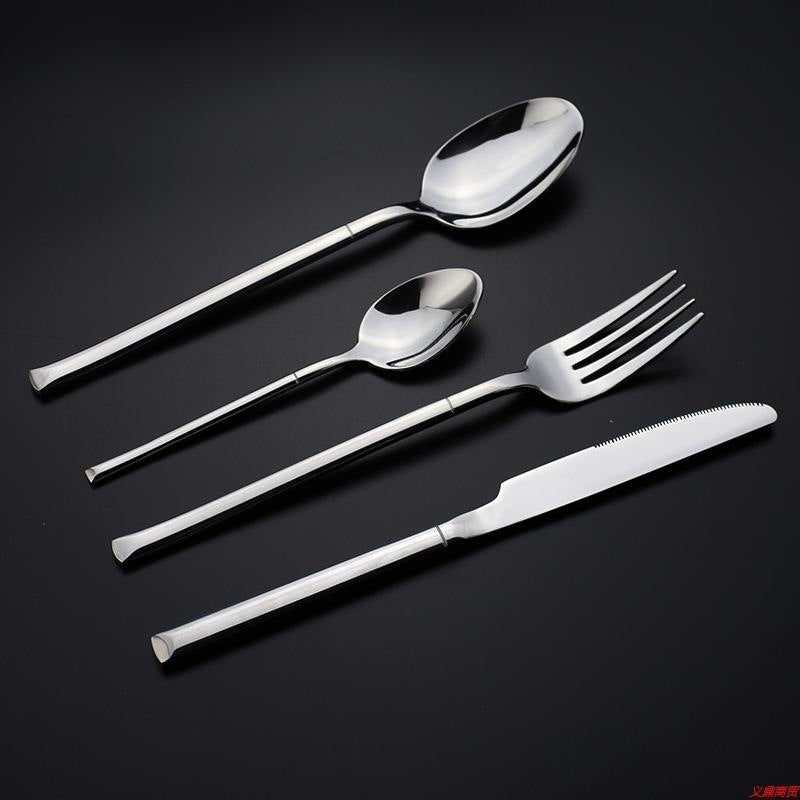Square Handle Stainless Steel Flatware Four-Piece Set