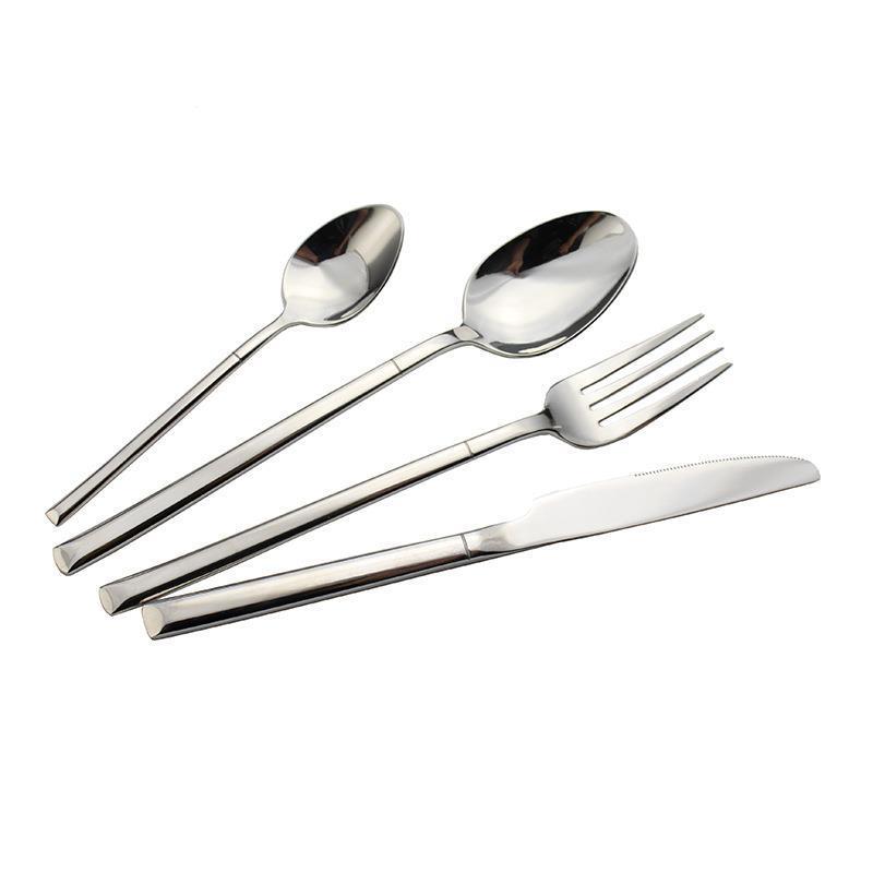 Square Handle Stainless Steel Flatware Four-Piece Set