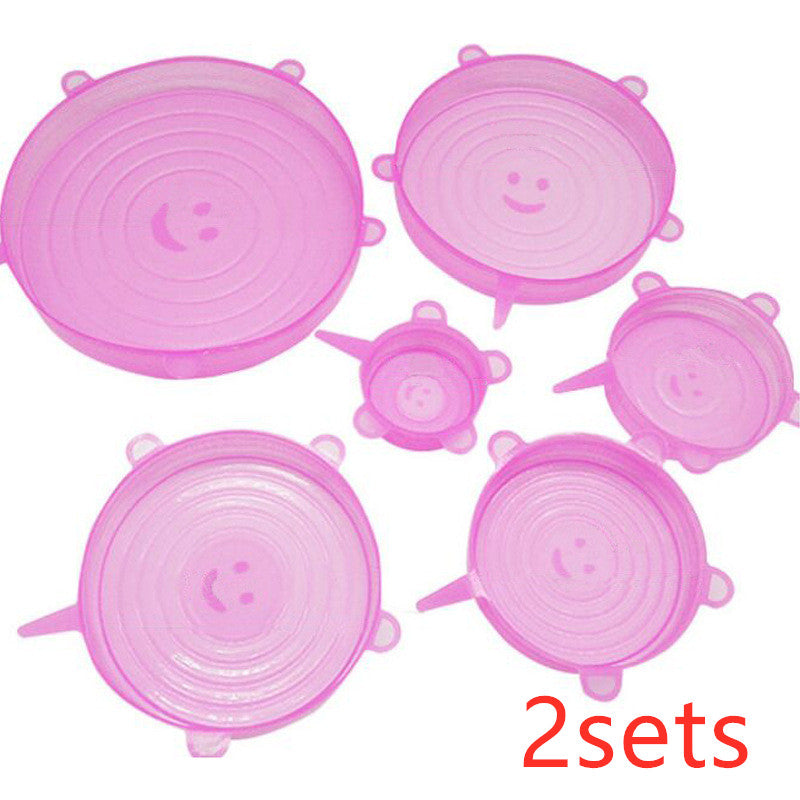 Six-Piece Stretch Silicone Lids for Food Storage