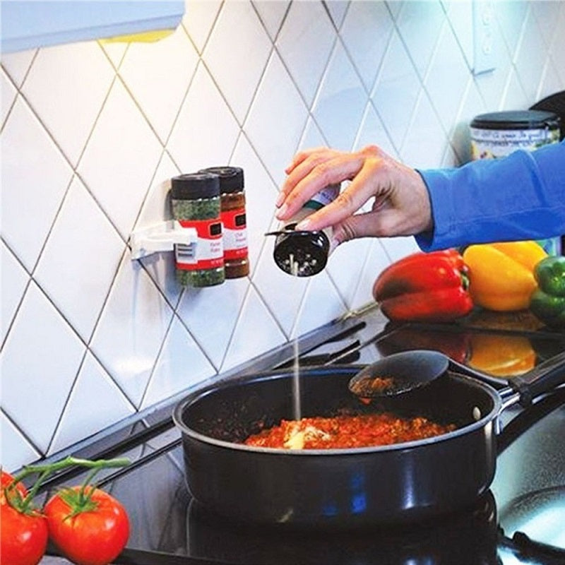 Clip & Store Kitchen Spice Storage Rack And Bottle Organizer