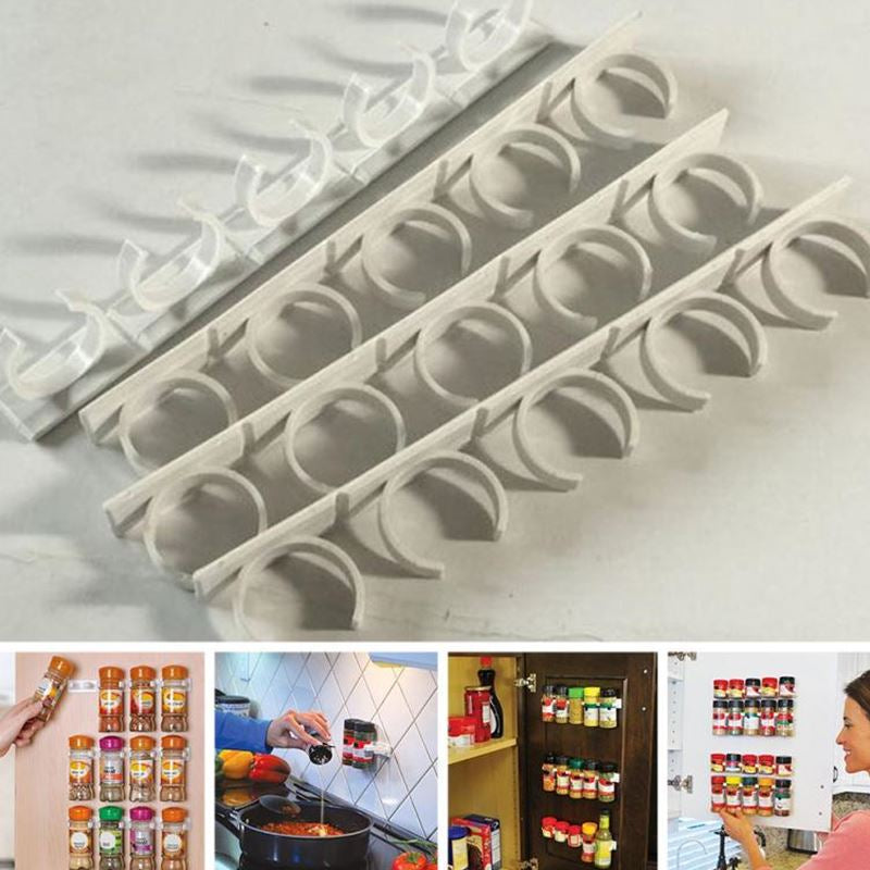 Clip & Store Kitchen Spice Storage Rack And Bottle Organizer