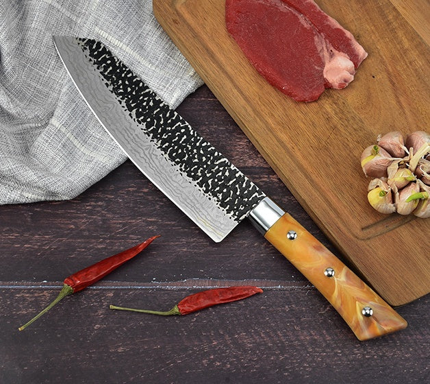 Marbled Handle Diagonal Kitchen Knife