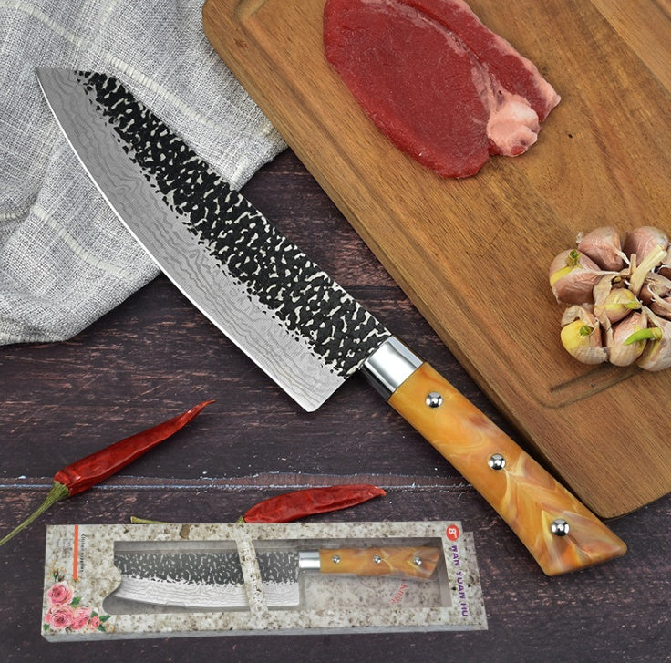 Marbled Handle Diagonal Kitchen Knife