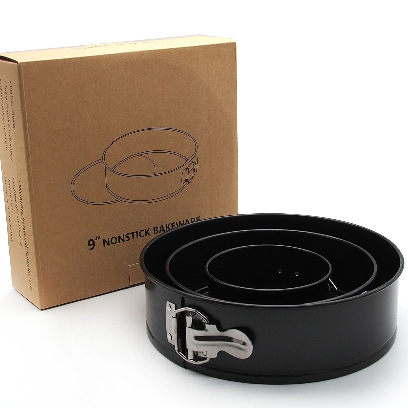 Three-Piece Nonstick Round Springform Cake Pan Set