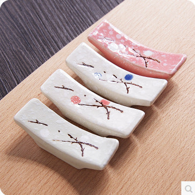 Japanese Style Plum Blossom Ceramic Chopstick Holder