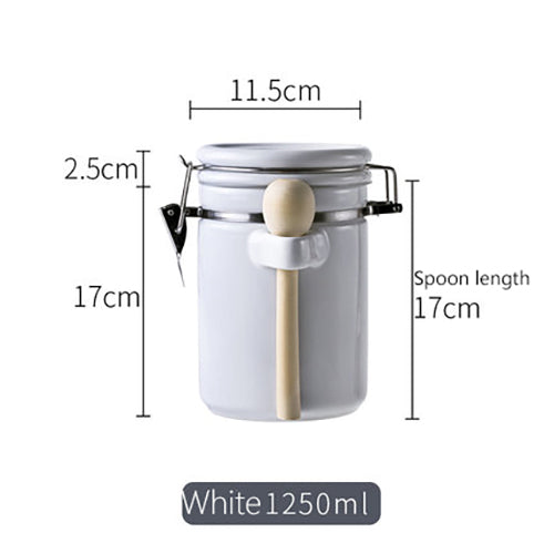 White Ceramic Sealed Jar with Lid