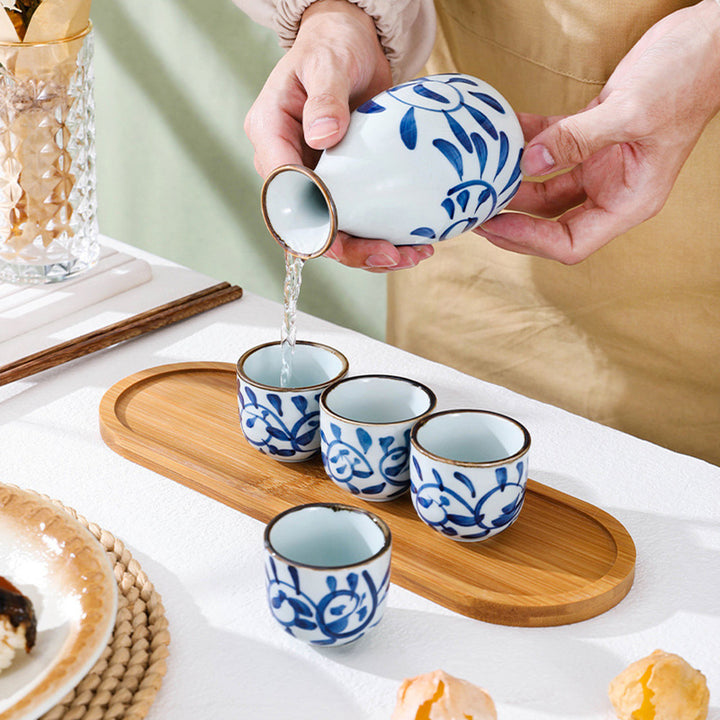 Japanese Decorative Print Ceramic Sake Set