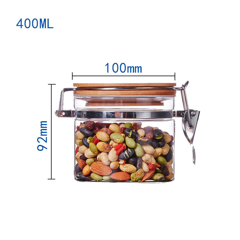 Glass Storage Jar with Stainless Steel Buckle Lid
