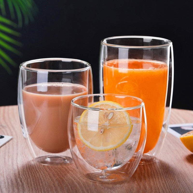 Creative Egg Shaped Double Layer Insulated Glass Cup Set