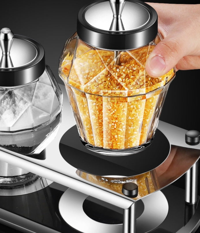 Condiment Glass Jars With Spoon & Cover