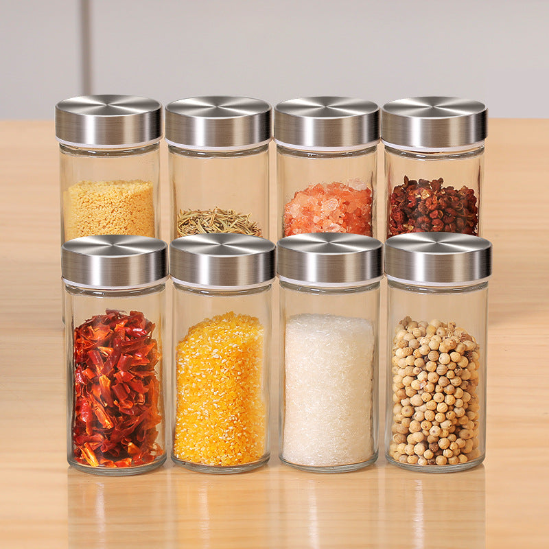 Stainless Steel Glass Spice Jar