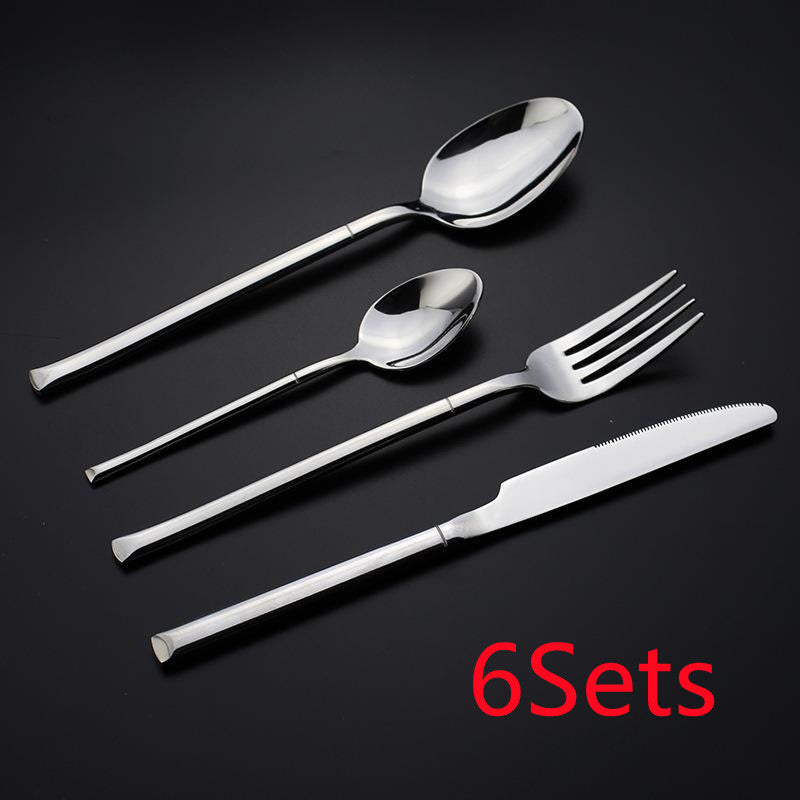 Square Handle Stainless Steel Flatware Four-Piece Set