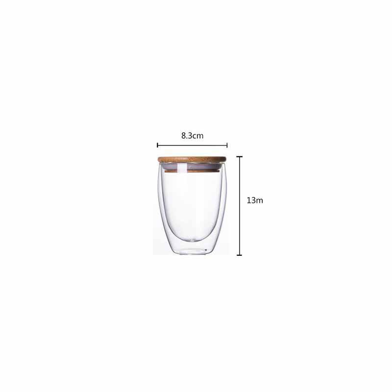 Double Layer Borosilicate Glass Cup With Lid