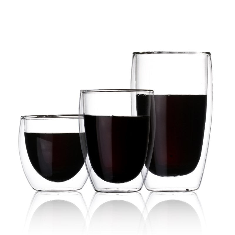 Double Layer Borosilicate Glass Cup With Lid
