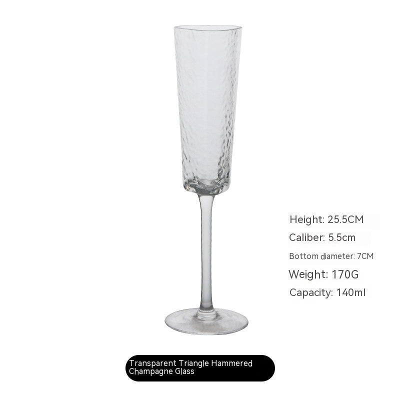 Nordic Luxury Golden Trim Hammered Wine Glass