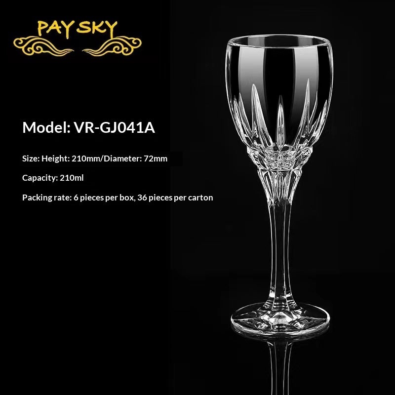 Crystal Wine Glass With Carved Floral Design