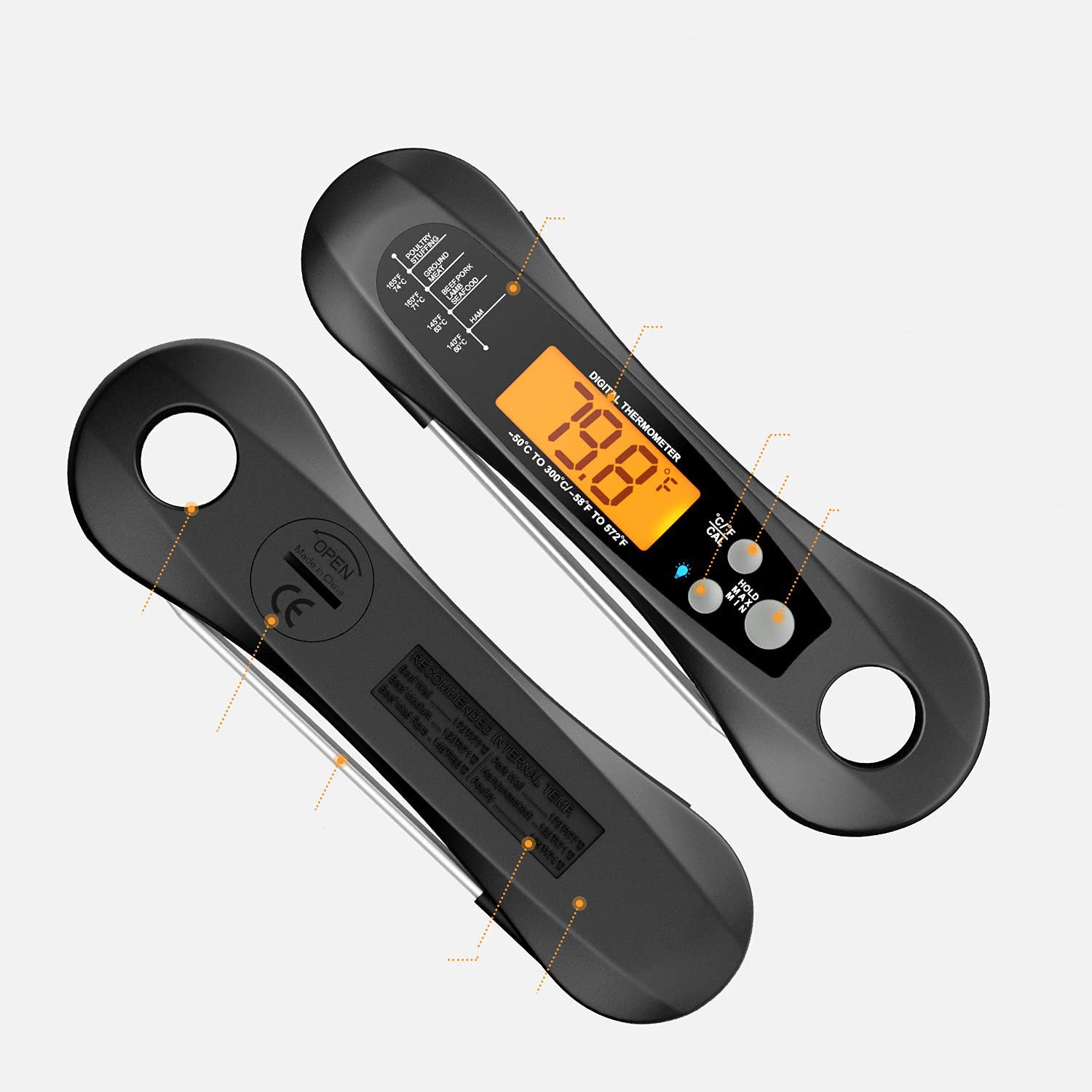Foldable Waterproof Electronic Oven Thermometer