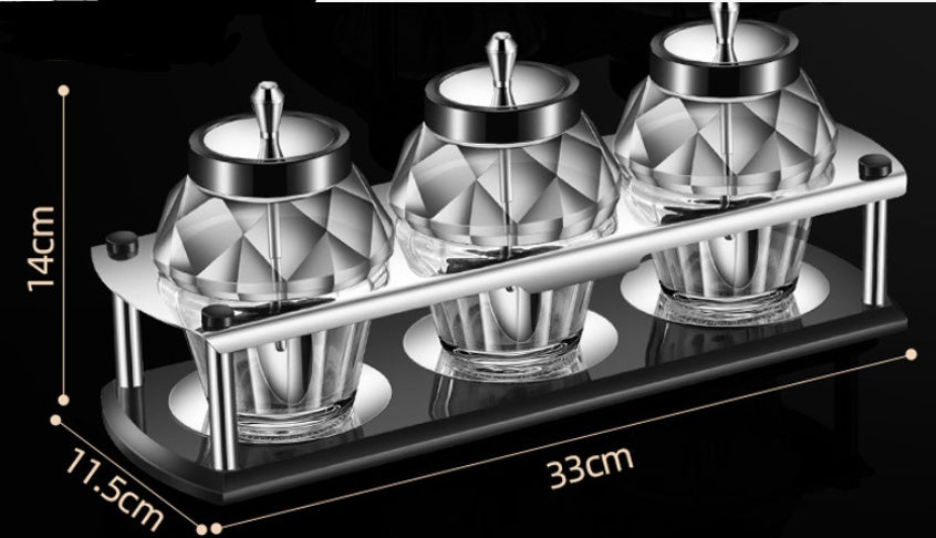 Condiment Glass Jars With Spoon & Cover