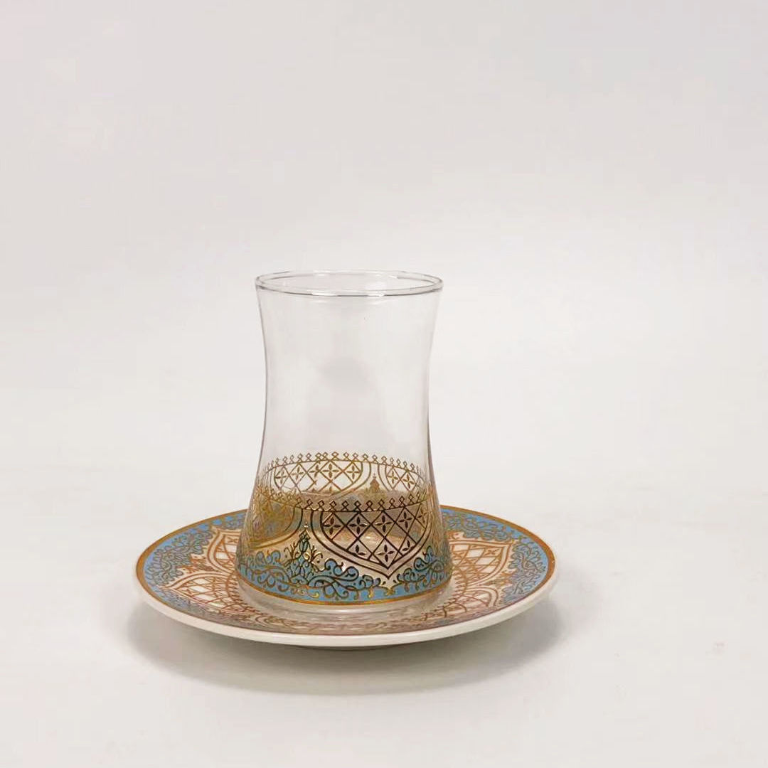 Turkish Glass Coffee/Tea Cup Saucer Set