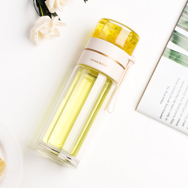 Double Wall Glass Water Bottle With Tea Infuser Filter