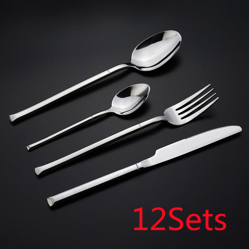 Square Handle Stainless Steel Flatware Four-Piece Set