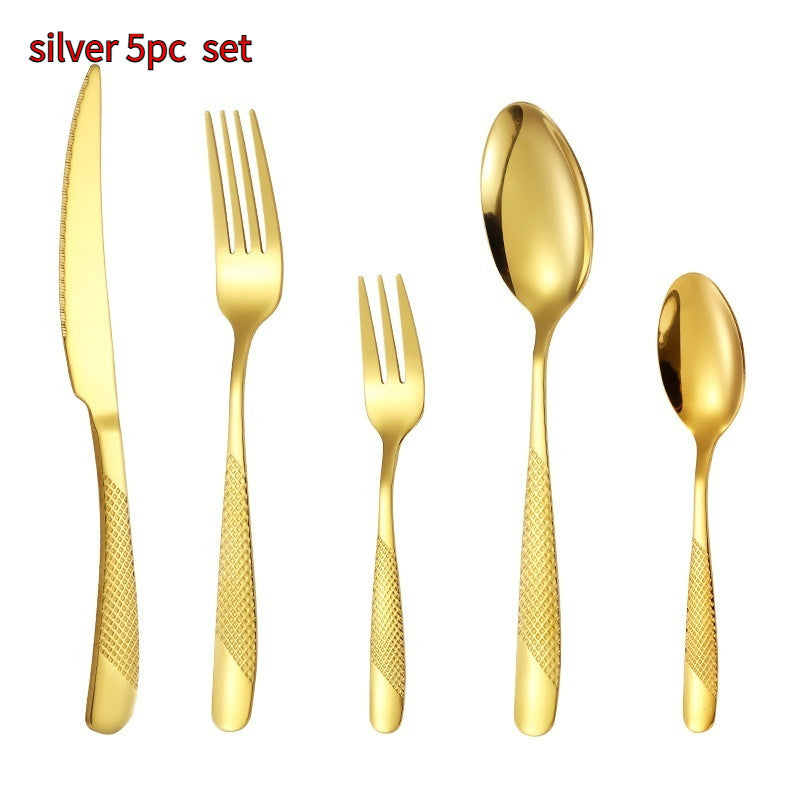 Patterned 304 Stainless Steel Flatware Set