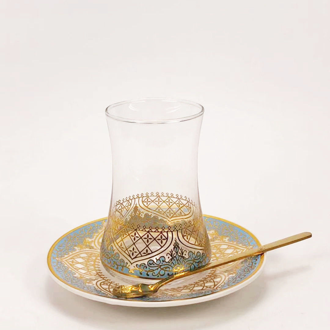 Turkish Glass Coffee/Tea Cup Saucer Set