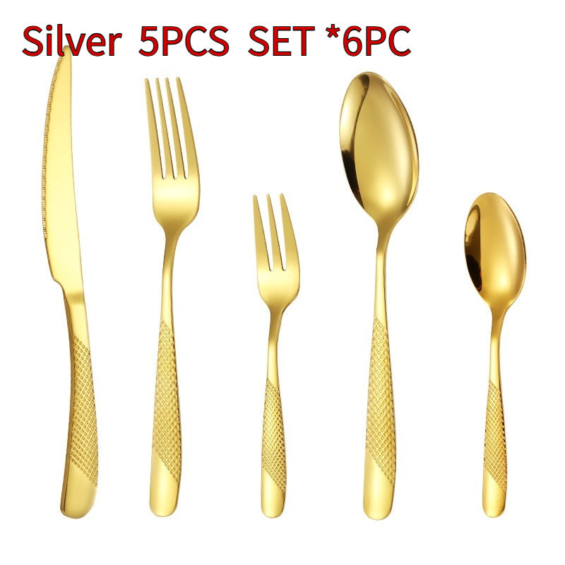 Patterned 304 Stainless Steel Flatware Set