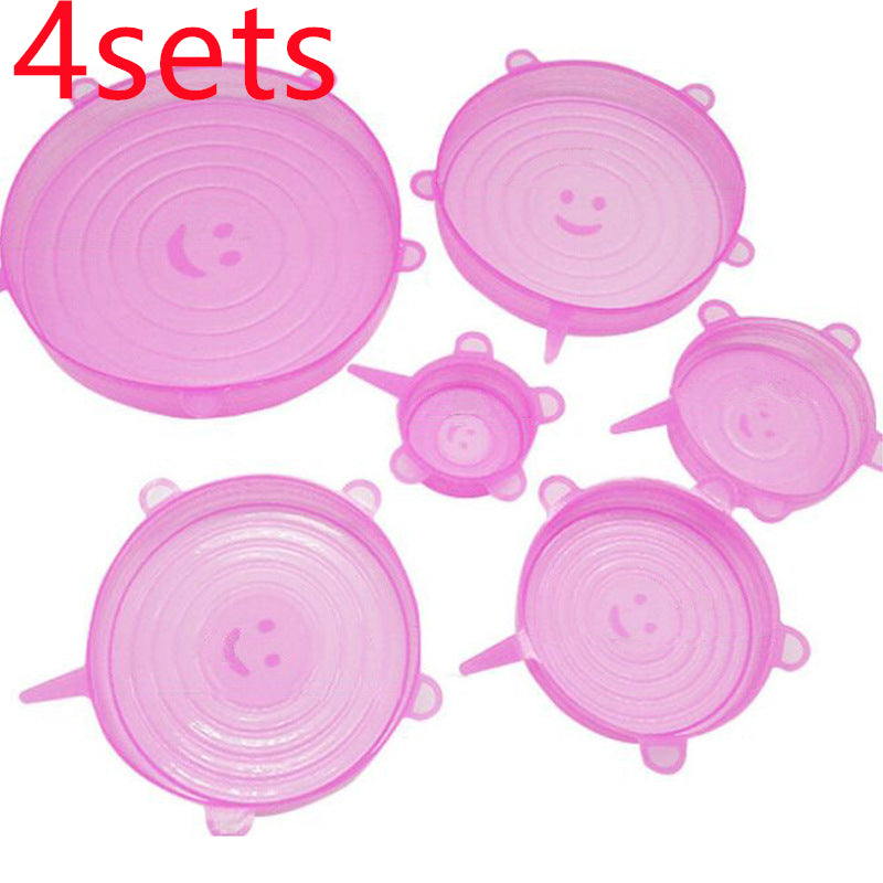 Six-Piece Stretch Silicone Lids for Food Storage
