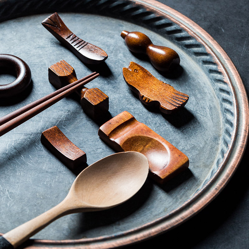 Japanese Style Wooden Chopsticks & Spoon Rest Holder