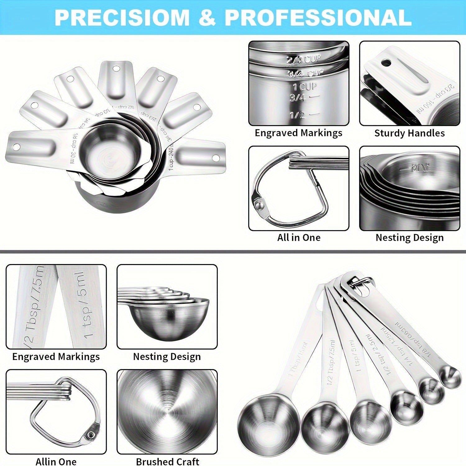Twenty-Piece Measuring Cups And Spoon Set