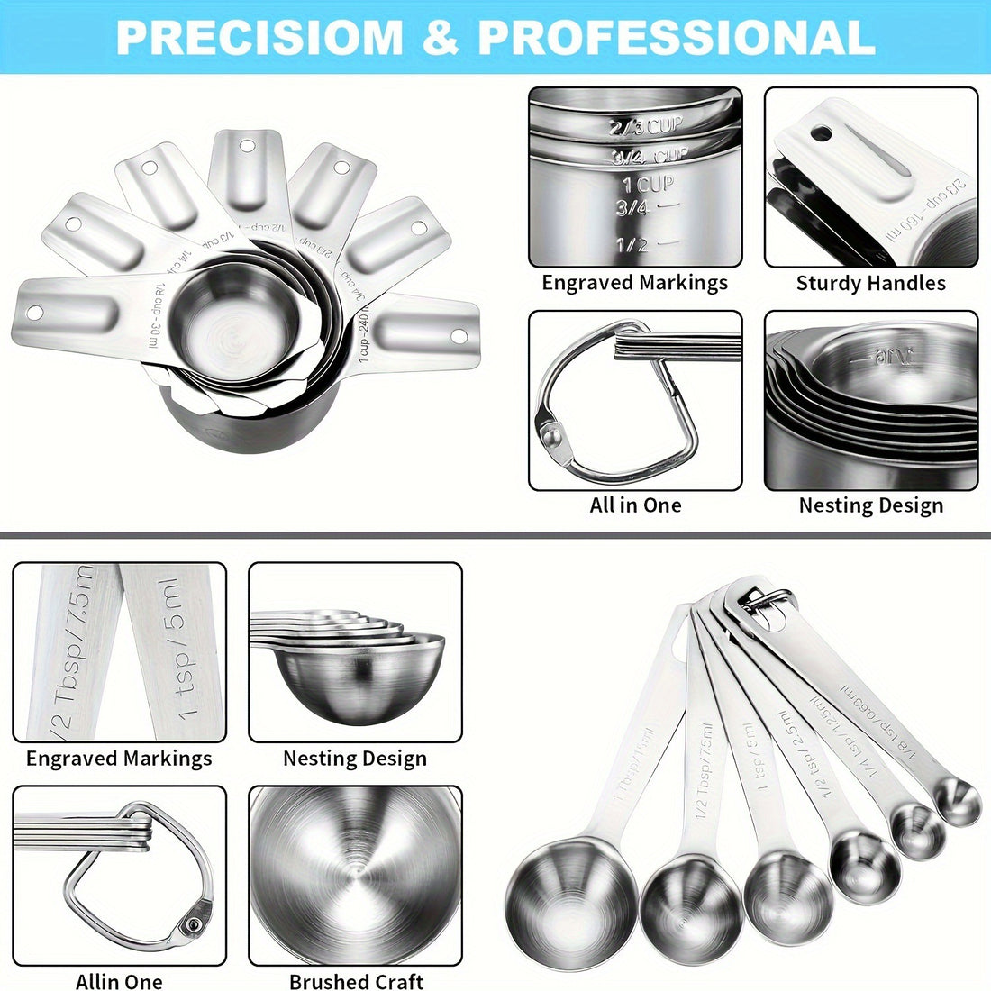 Twenty-Piece Measuring Cups And Spoon Set