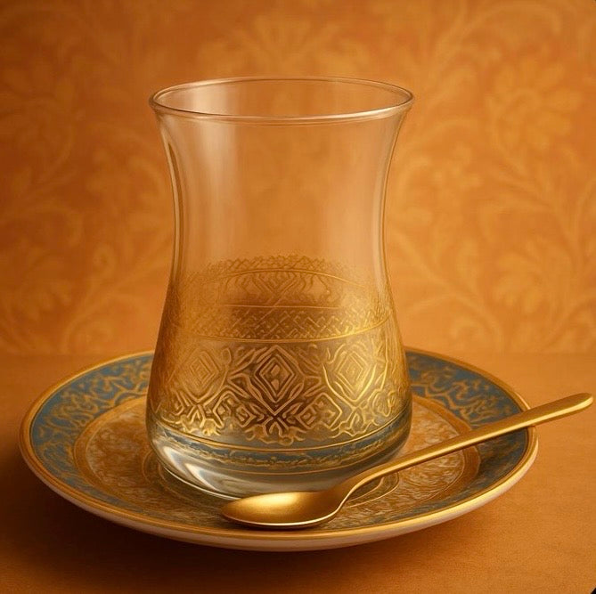 Turkish Glass Coffee/Tea Cup Saucer Set