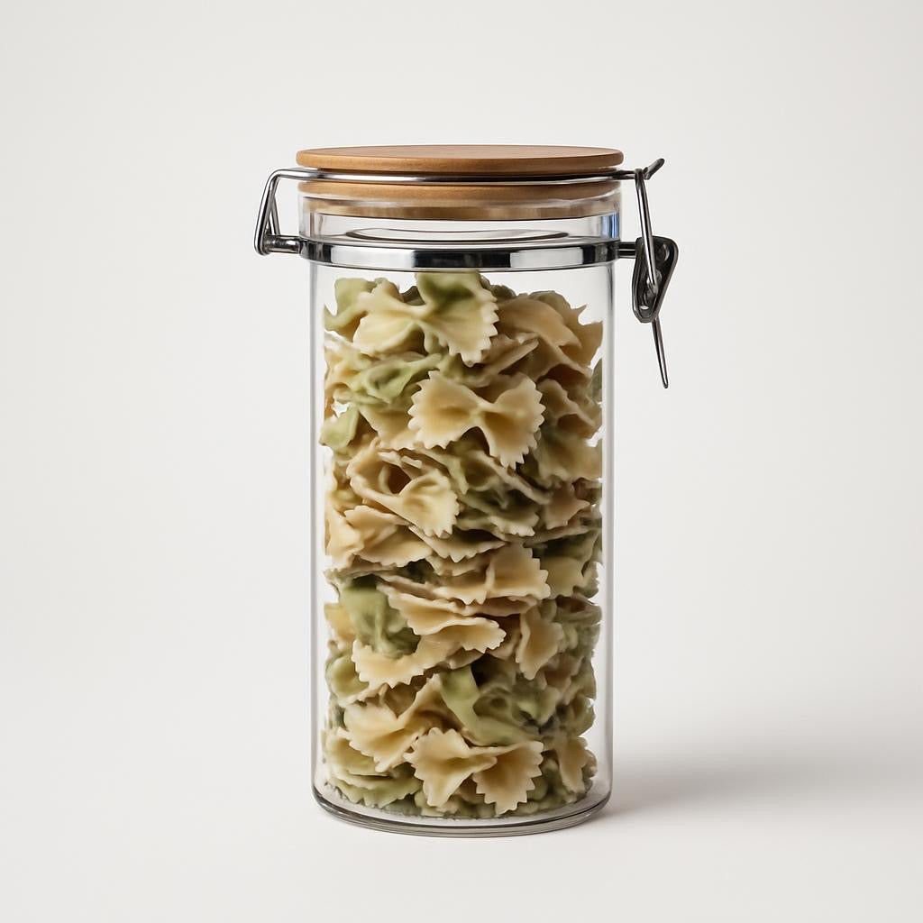 Glass Storage Jar with Stainless Steel Buckle Lid