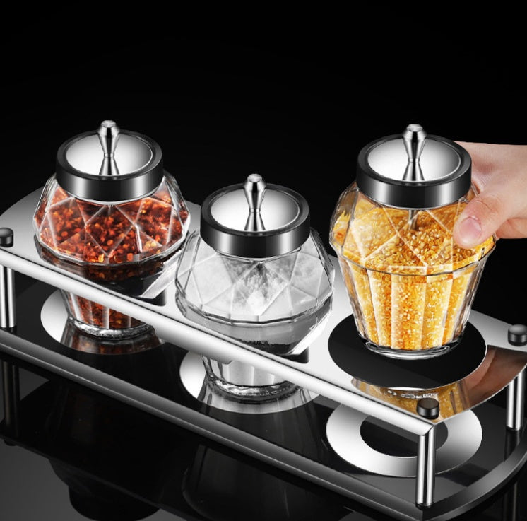 Condiment Glass Jars With Spoon & Cover
