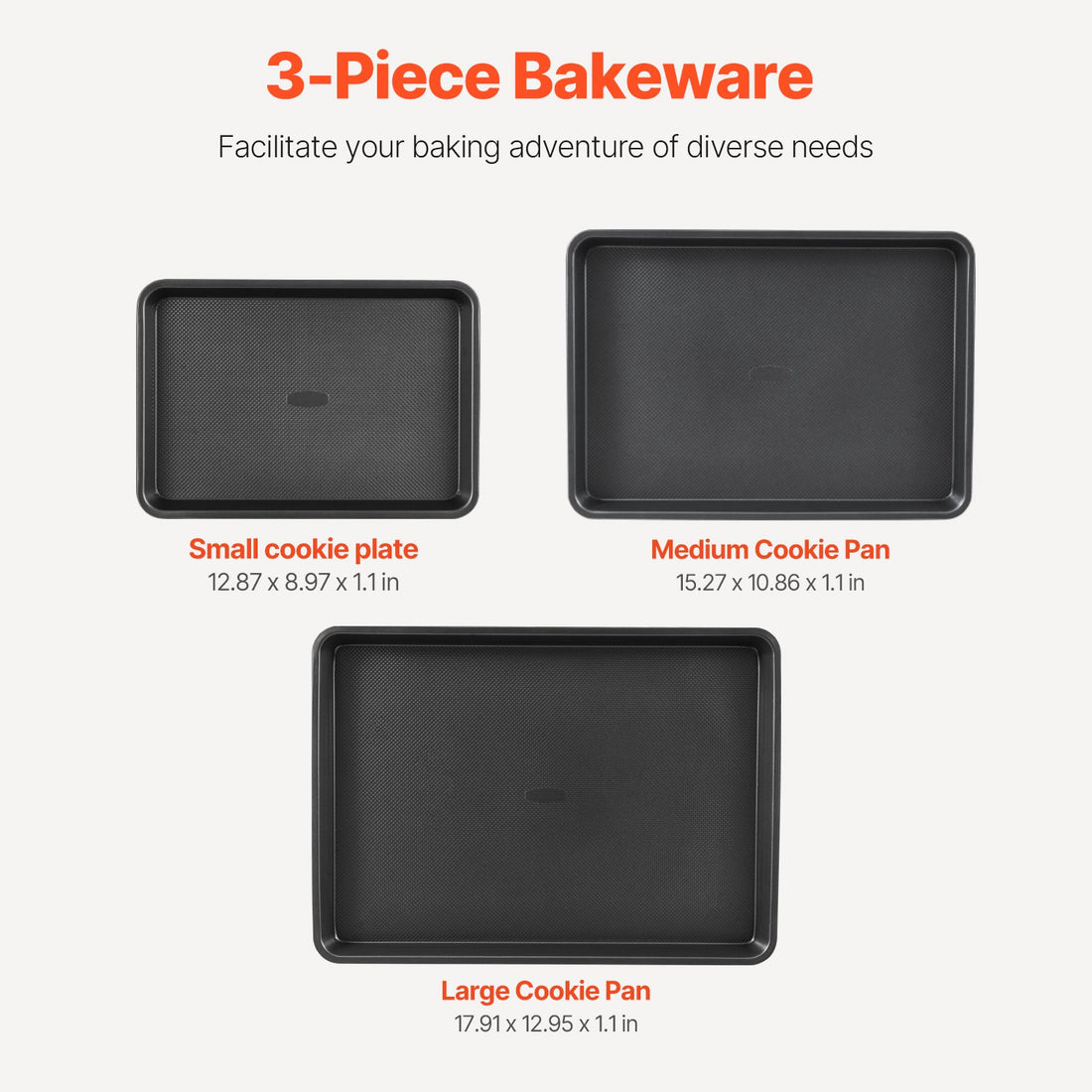 Three-Piece Nonstick Carbon Steel Baking Pan Set
