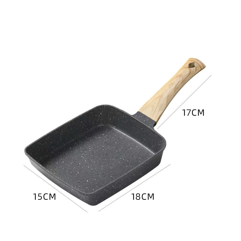Nonstick Square Wooden Handle Frying Pan