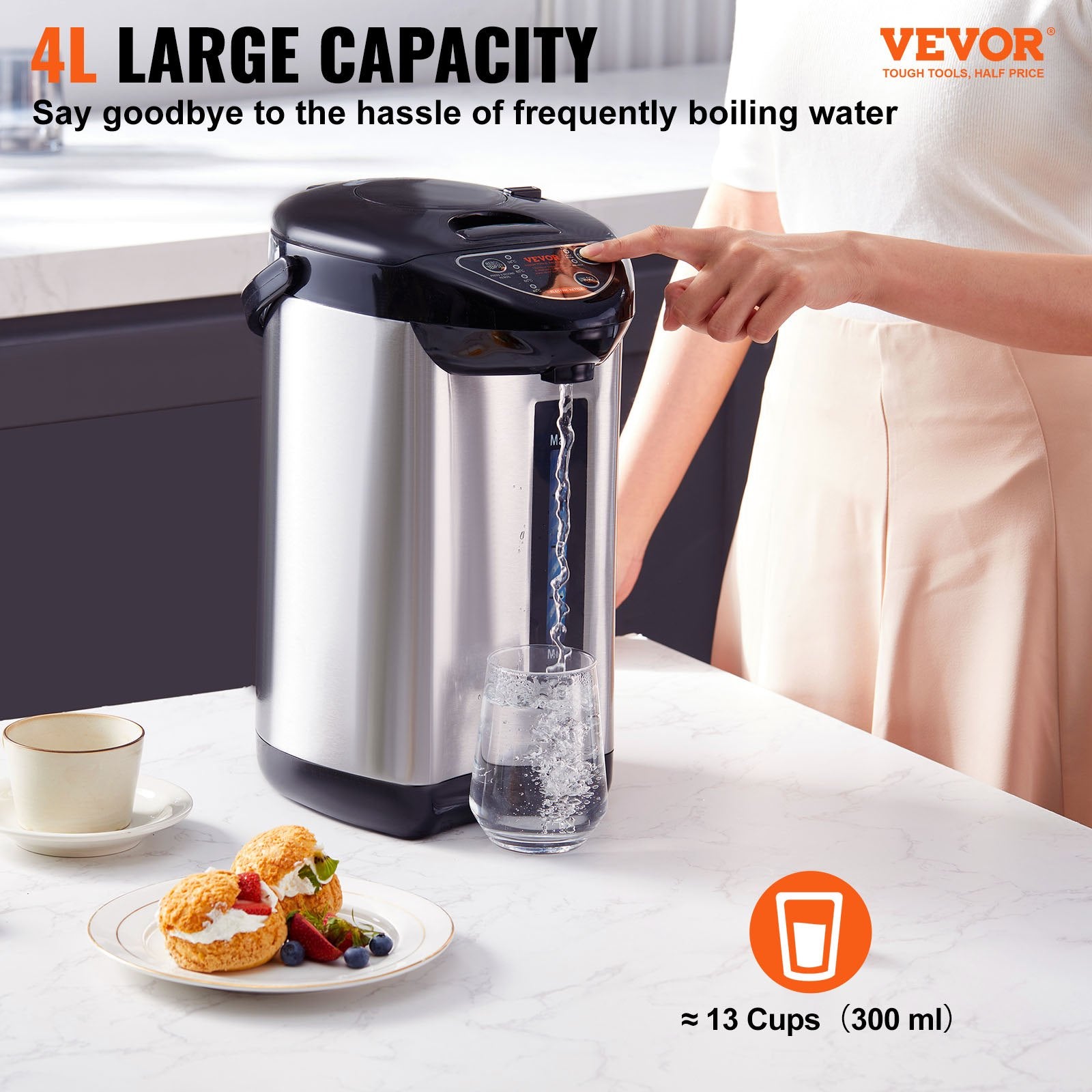 Four Liter Stainless Steel Hot Water Dispenser With Temperature Control