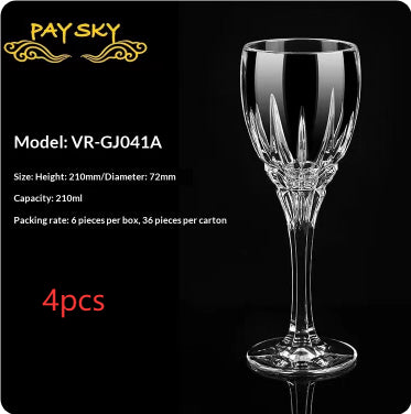 Crystal Wine Glass With Carved Floral Design