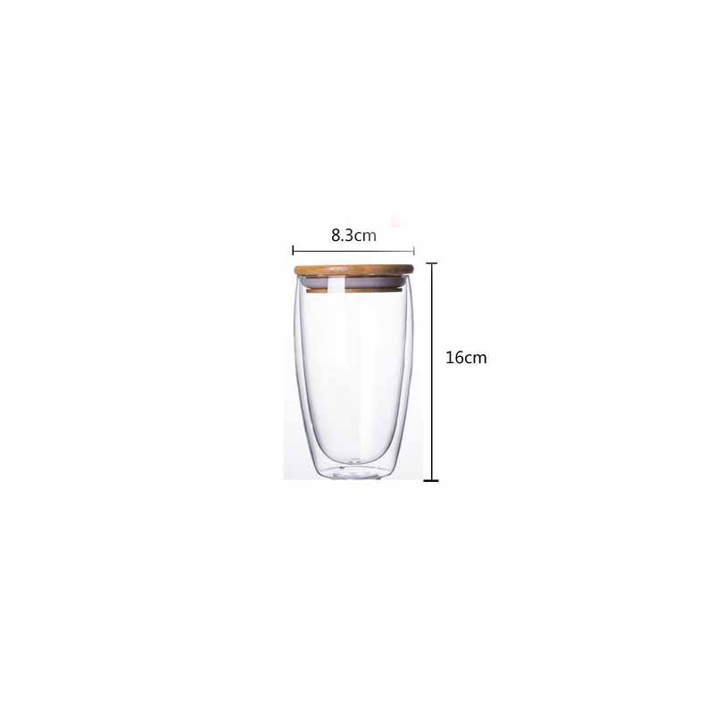 Double Layer Borosilicate Glass Cup With Lid